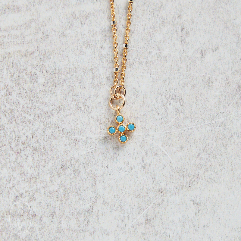 CV Designs BLUE CZ CROSS NECKLACE - CVNTCZB