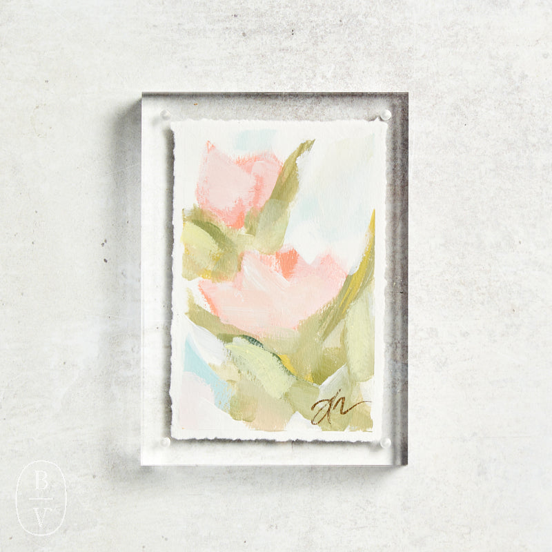 Haley Farris Fine Art ACRYLIC FRAME FLORAL 5 X 7 Blush
