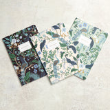 Rifle Paper Co STITCHED NOTEBOOK SET OF 3 Peacock