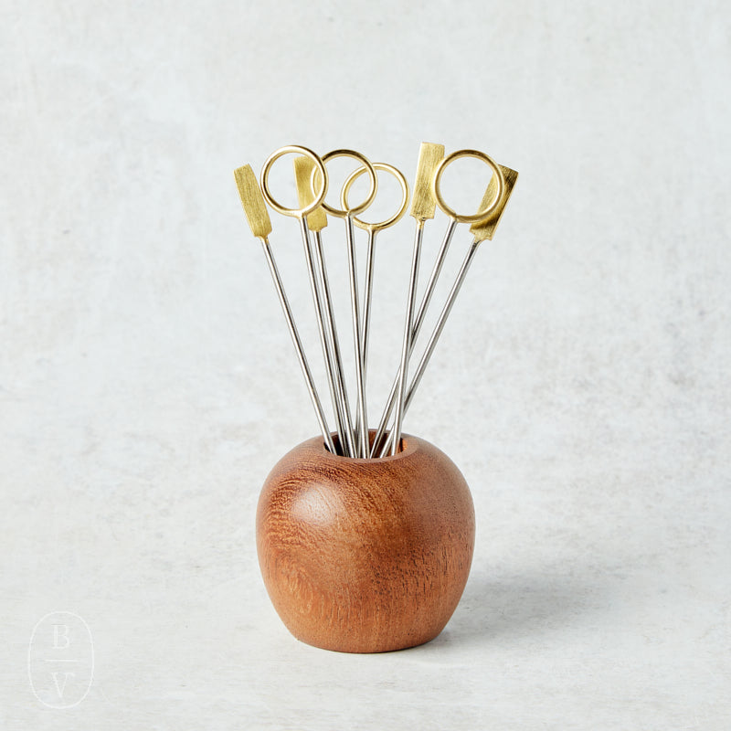 Bloomingville MANGO WOOD HOLDER WITH APPETIZER PICKS