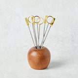Bloomingville MANGO WOOD HOLDER WITH APPETIZER PICKS