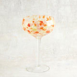 Creative Co-op CONFETTI CHAMPAGNE COUPE GLASS Orange & Green