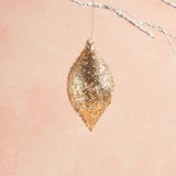 Melrose International ICED SEQUIN GLASS ORNAMENT Champagne Teardrop