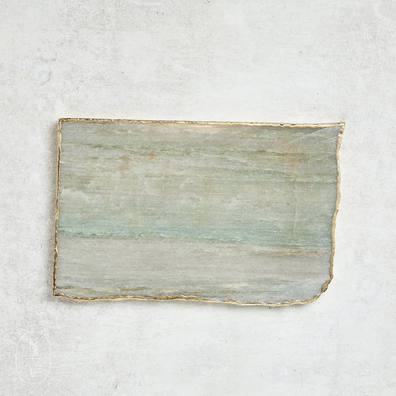 Creative Co-op GOLD EDGE AGATE TRAY Blue 12x8