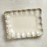 Etta B Pottery FLUTTERED RECTANGLE TRAY Botanical