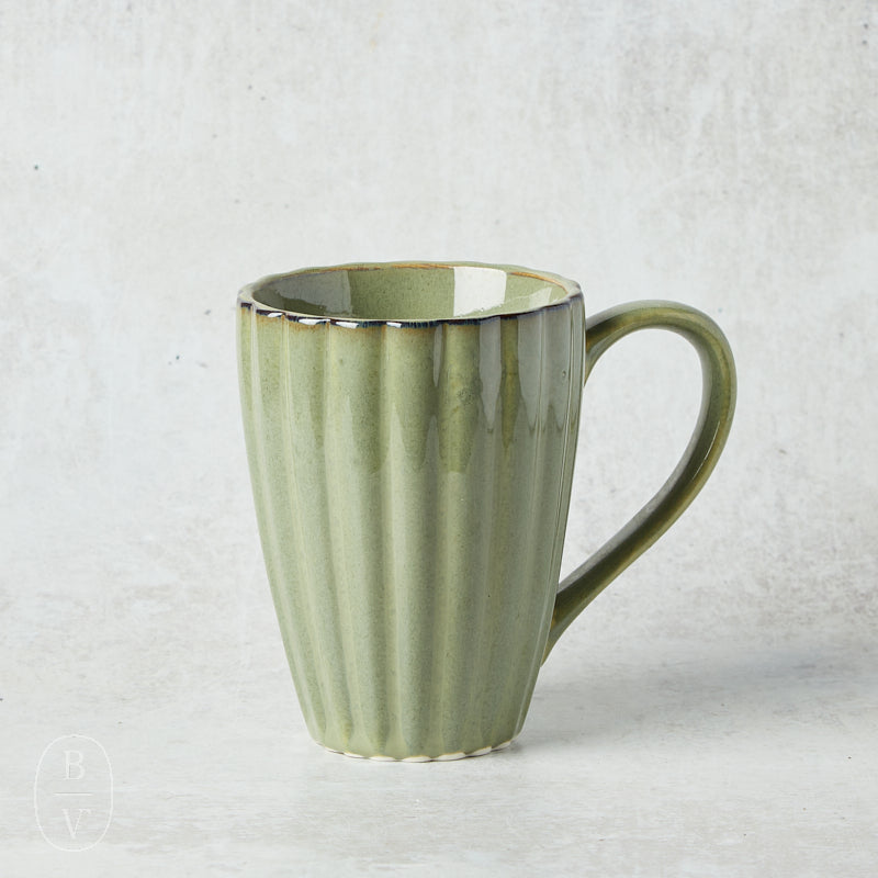 Creative Co-op STONEWARE FLUTED MUG Sage