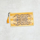 Creative Co-op TIGER COTTON VOILE ZIP POUCH Yellow
