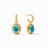 Julie Vos CABOCHON HOOP AND CHARM EARRINGS Iridescent London Blue