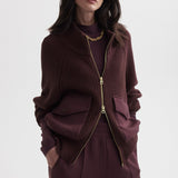 Varley TESSA KNIT JACKET Deep Mahogany