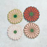 Creative Co-op BEADED FLOWER COASTER SET OF 4