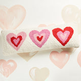 Peking Handicraft PINK HEARTS HOOK PILLOW