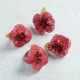 Creative Co-op BEADED FLOWER NAPKIN RING SET OF 4