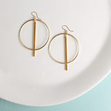 CV Designs THIN CIRCLE BAR DROP EARRINGS