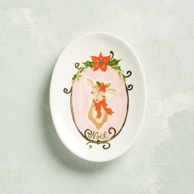 Creative Co-op DEER HOLIDAY WORD DISH Noel