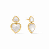 Julie Vos HEART STATEMENT EARRINGS Iridescent Clear Crystal