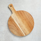 Creative Co-op SUAR WOOD CHEESE CUTTING BOARD WITH HANDLE Small