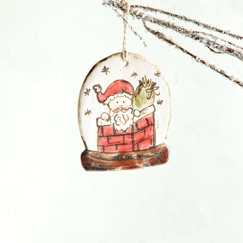 Etta B Pottery SNOW GLOBE ORNAMENT Santa