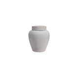 Creative Co-op DEBOSSED STONEWARE GINGER JAR WITH LID White