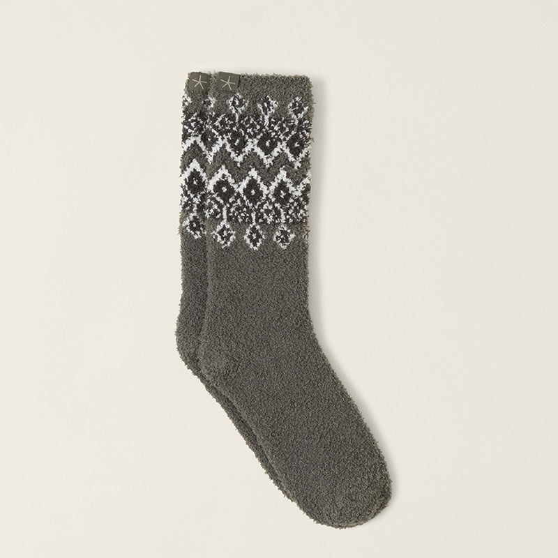 Barefoot Dreams COZYCHIC FAIR ISLE SOCKS Olive Branch Multi One Size
