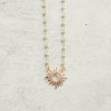 Virtue GOLD RHINESTONE STARBURST ROSARY NECKLACE Mint
