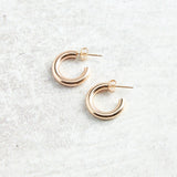 eNewton Design ROUND GOLD POST HOOP EARRINGS Smooth 4mm 0.5