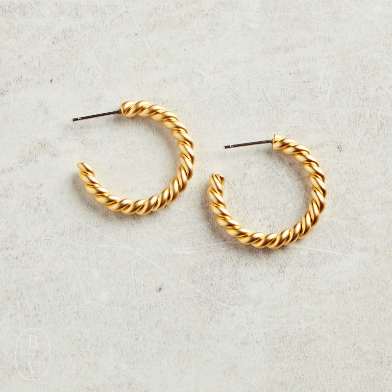 Virtue TWISTED ROPE HUGGIE EARRINGS Gold Medium