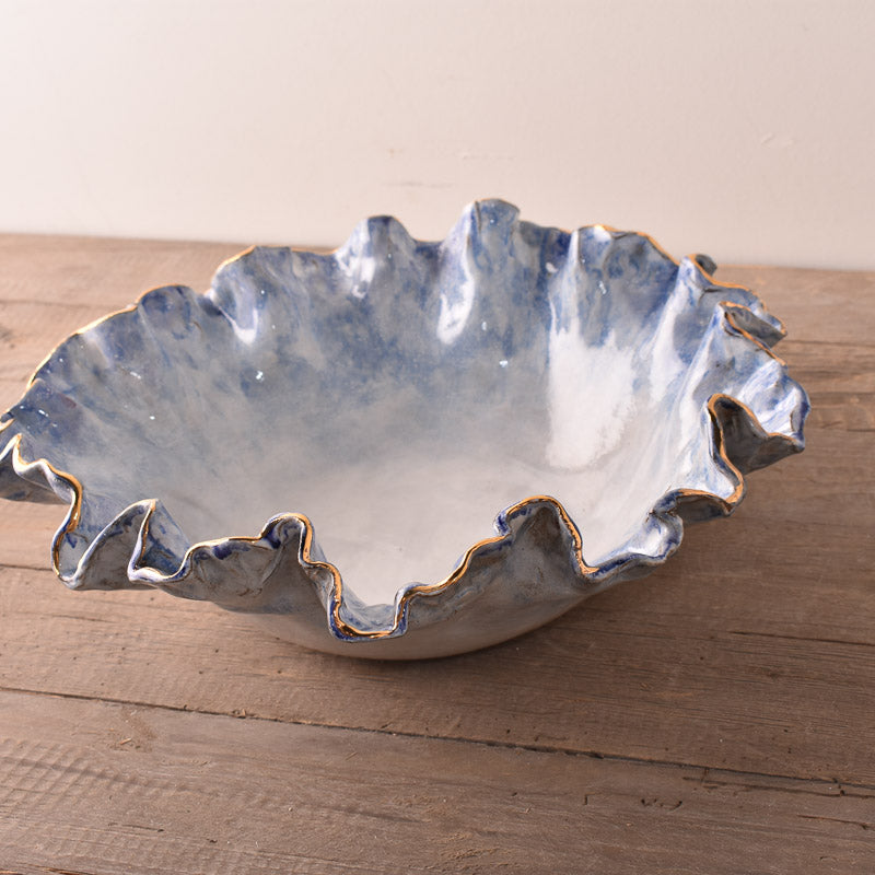 Dixie Pottery GOLD LUSTER RIM SEASIDE CURLEY BOWL