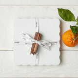 Europe 2 You SQUARE SCALLOPED CHEESE BOARD WITH MARKERS