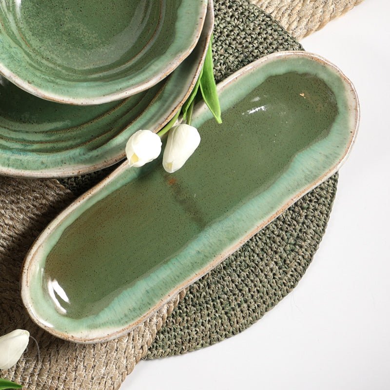 Etta B Pottery BREAD TRAY Matcha Leaf
