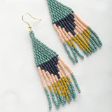 Ink and Alloy TRIANGLES SEED BEAD EARRINGS Teal_Navy_Pink