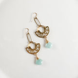 Darby Drake Jewelry and Design SLOTTED HALF MOON STONE DROP EARRINGS Aquamarine