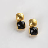 Julie Vos CATALINA EARRINGS Faceted Obsidian Black