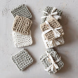 Creative Co-op SQUARE KNIT COASTERS SET OF 4