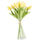 K and K Interiors MINI TULIP BOUQUET WITH 12 STEMS Light Yellow 13.5