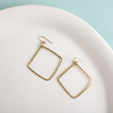 LARGE BRASS DIAMOND EARRINGS - Darby Drake Jewelry and Design