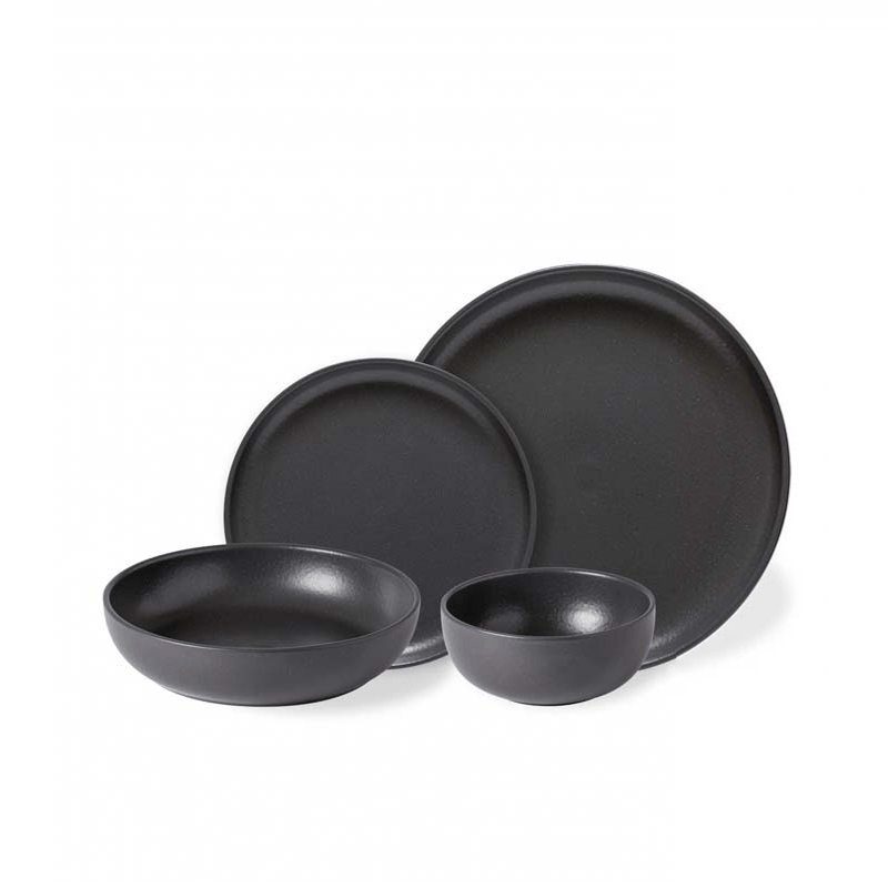 Casafina Living PACIFICA DINNERWARE SET Seed Grey 16-Piece Set with Cereal and Pasta Bowl