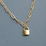 Virtue GOLD PAPERCLIP CHAIN LOCK NECKLACE Gold 16