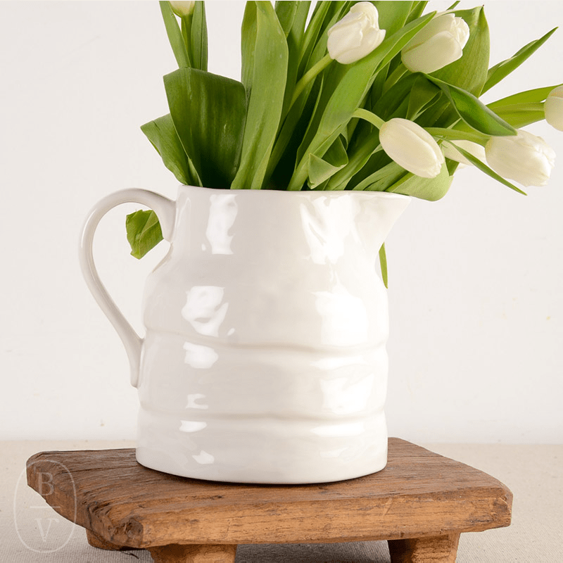 Creative Co-op STONEWARE PITCHER White 64 Oz