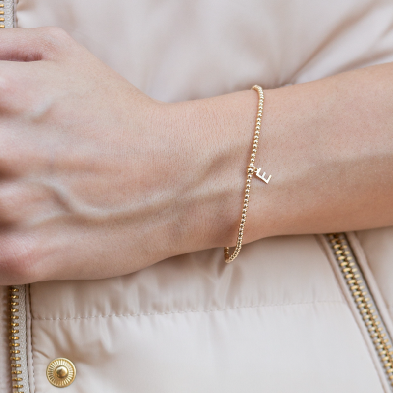 Mini Initial Bracelet - Solid Gold - Your Choice Of Initials – The Right  Hand Gal