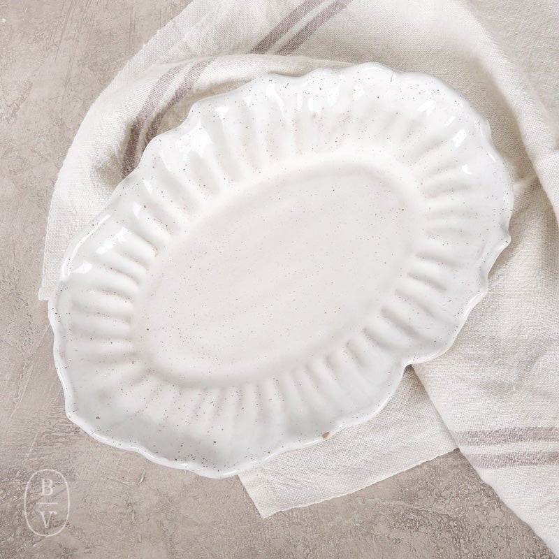 Etta B Pottery SCALLOPED OVAL PLATTER 12 Simply White