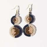 Ink and Alloy DOUBLE DISC EARRINGS Navy_Pink_Ivory