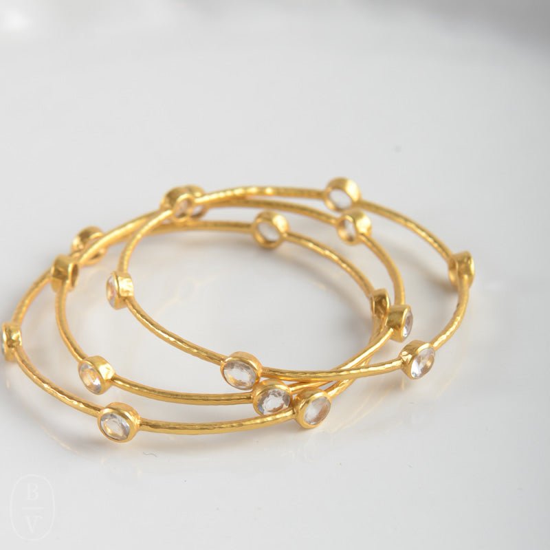 Julie Vos MILANO BANGLE BRACELET Clear Crystal