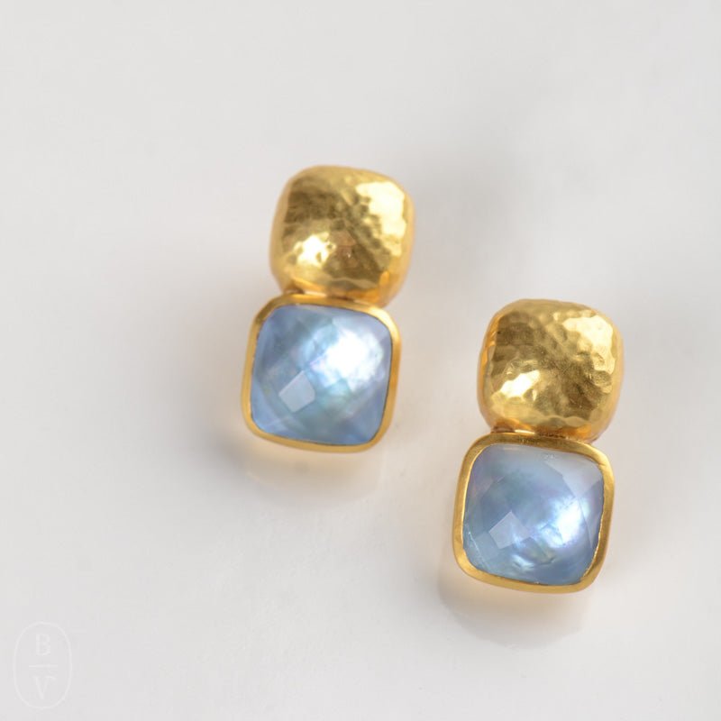 Julie Vos CATALINA EARRINGS Iridescent Chalcedony Blue