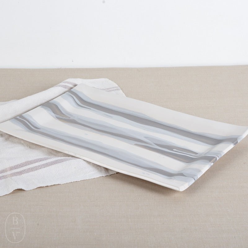 Alex Marshall Studios RECTANGLE PLATTER Grey_White Stripe