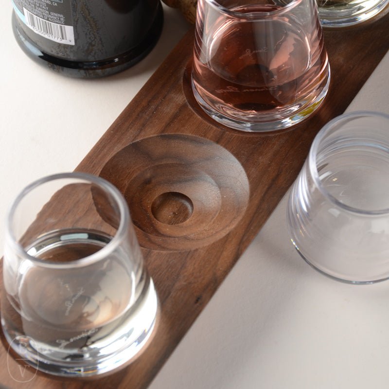 Simon Pearce LUDLOW WHISKEY GLASS SET WITH WOOD BASE