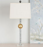 Ferro Designs IRON GOLD LEAF BALL LAMP WITH ACRYLIC BASE White 28H 14 Rectangle Shade