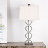 Ferro Designs IRON RING LAMP WITH IRON BASE White 14 Rectangle Shade