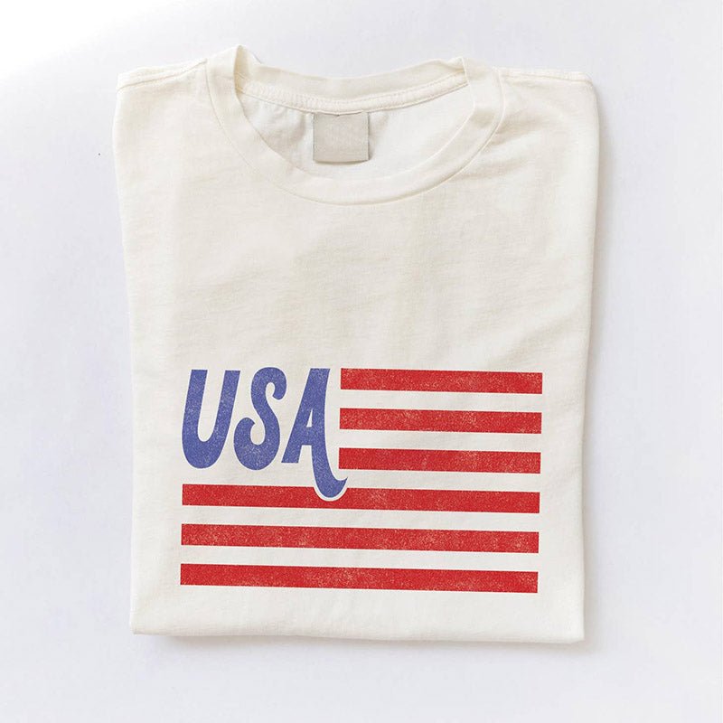USA FLAG MINERAL WASHED GRAPHIC TOP - Oat Collective