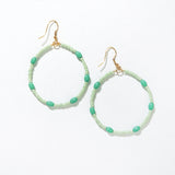 Ink and Alloy GLASS BEAD HOOP DANGLE EARRINGS Mint Green