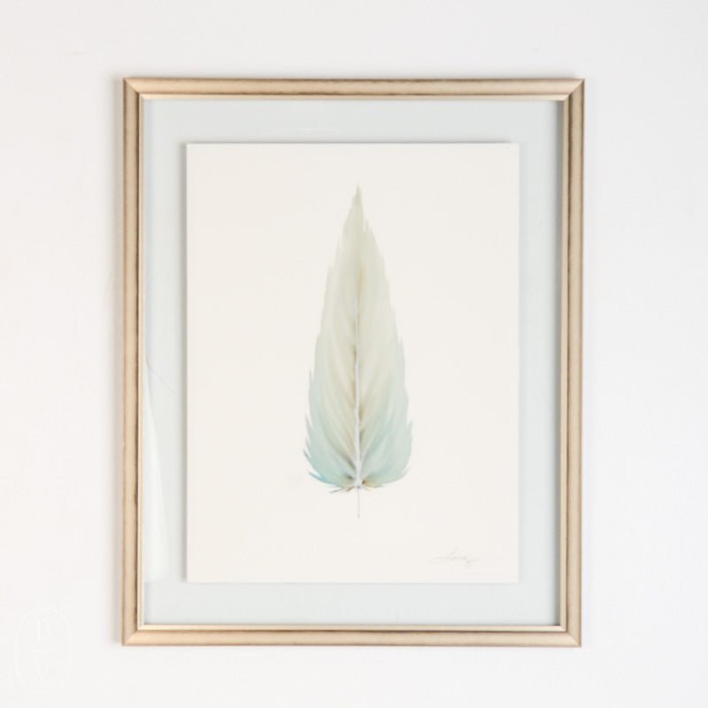MEDIUM FLOATED FRAMED FEATHER PAINTING - SERIES 10 NO 7 - By Lacey